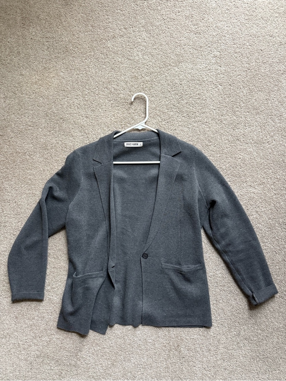 Grace Karin Women's Charcoal Knit Blazer Jacket
